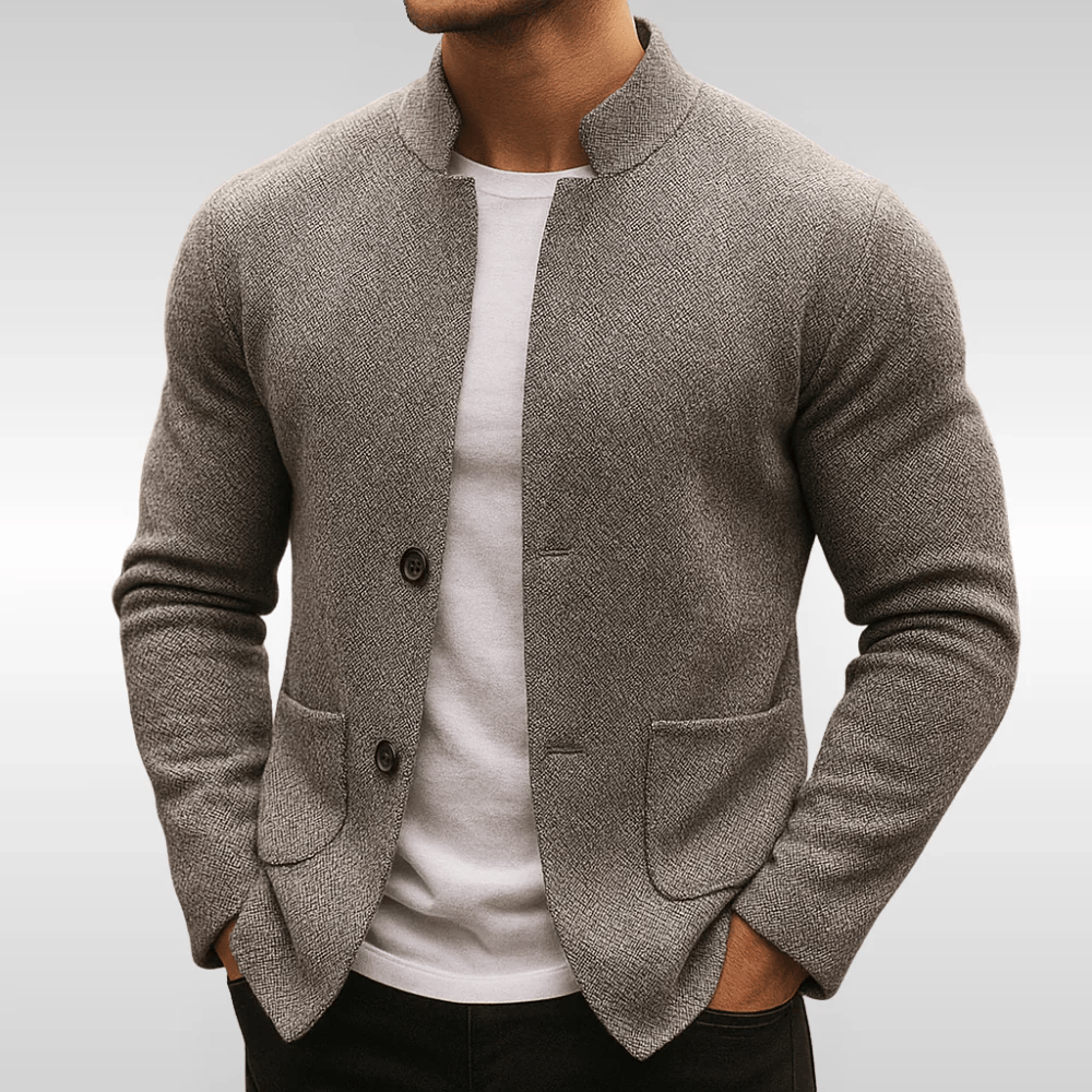 Mandarin Collar Knit Blazer